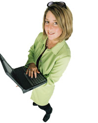 Woman holding laptop
